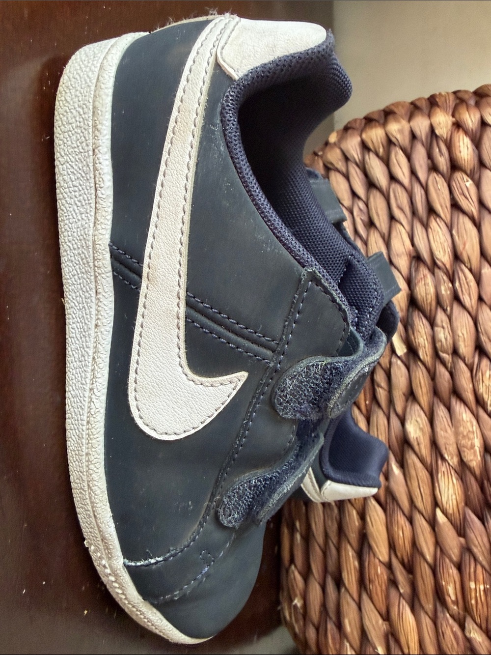 Nike Navy and White Kids Velcro Sneakers - Picture 2 of 4